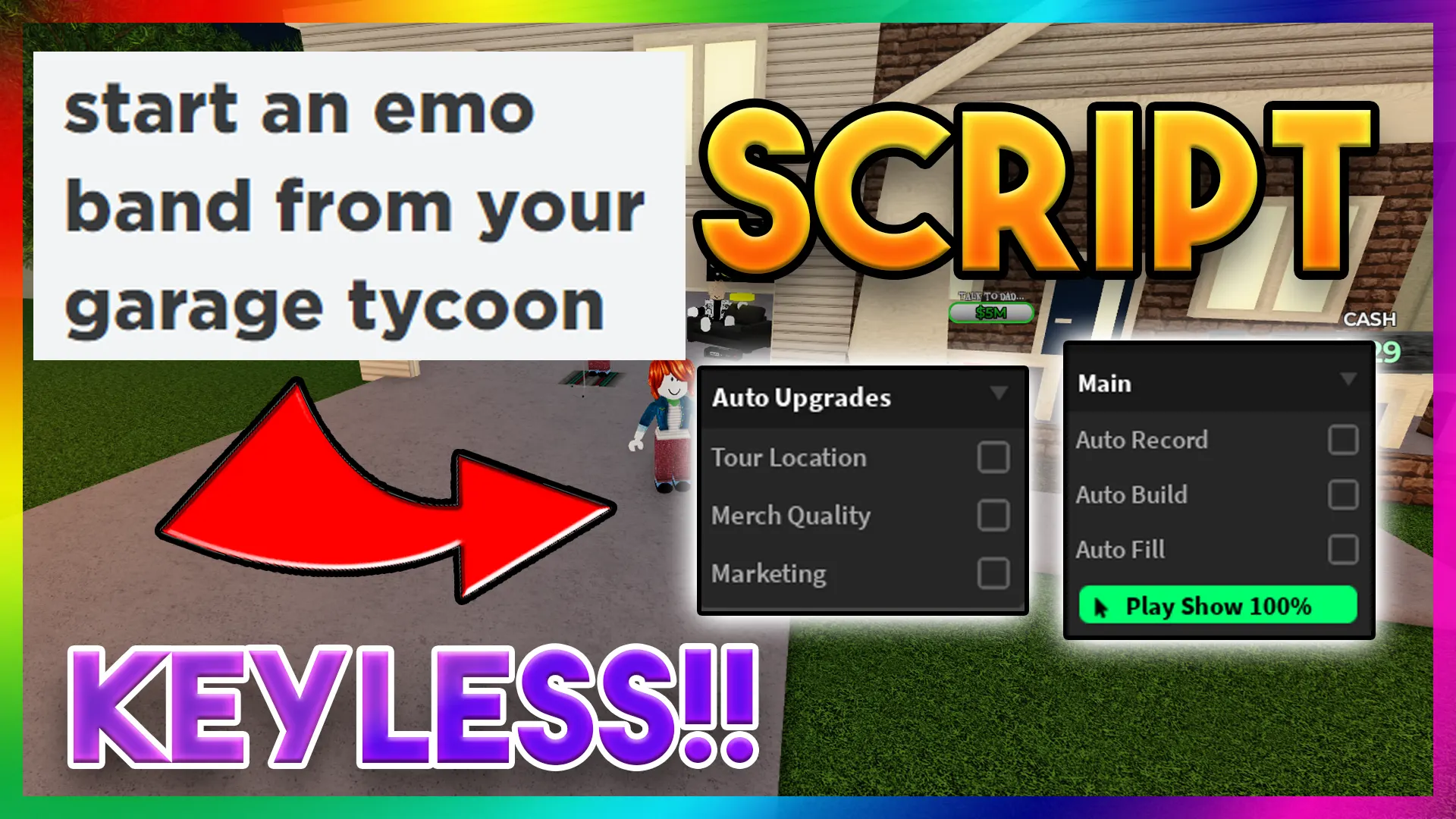 start an emo band from your garage tycoon Script Roblox
